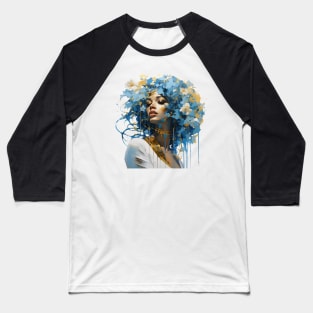 Blue haired floral lady Baseball T-Shirt